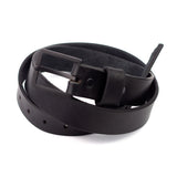 Black leather belt with metal buckle